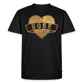 Rose Hearts Gold - Men's Premium Organic T-Shirt - black - Front - Nico (187cm)