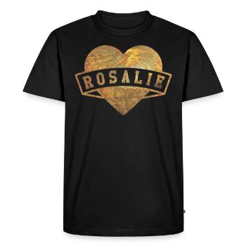 Rosalie Hearts Gold - Men's Premium Organic T-Shirt - black - Front - Nico (187cm)