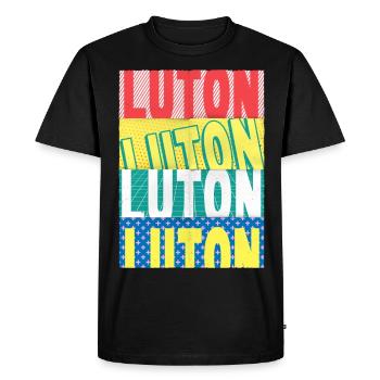 Luton England UK City Font Skyline Home - Men's Premium Organic T-Shirt - black - Front - Nico (187cm)