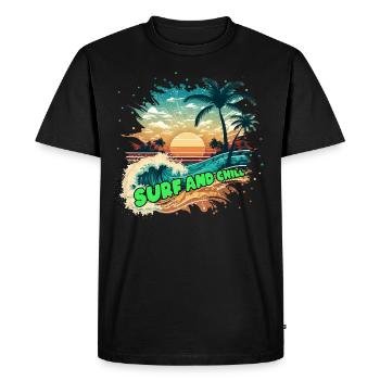 Tropical surf beachsurf and chill - Men's Premium Organic T-Shirt - black - Front - Nico (187cm)