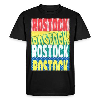 Rostock Germany City Font Skyline - T-shirt Premium bio Homme - noir - Devant - Nico (187cm)