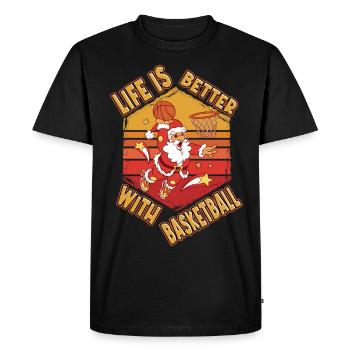 Basketball Père Noël Joueur Vintage Rétro - T-shirt Premium bio Homme - noir - Devant - Nico (187cm)