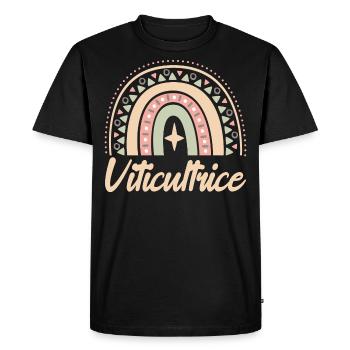 Cadeau Viticultrice. Boho Rainbow viticultrice. - T-shirt Premium bio Homme - noir - Devant - Nico (187cm)