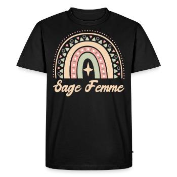 Cadeau Sage Femme. Boho Rainbow sage femme. - T-shirt Premium bio Homme - noir - Devant - Nico (187cm)