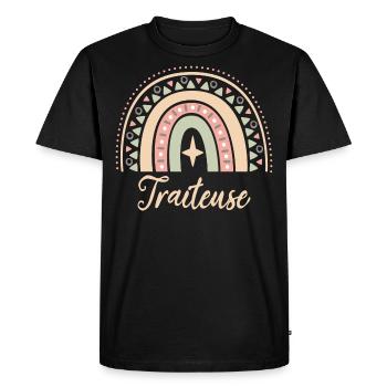 Cadeau Traiteuse. Boho Rainbow traiteuse. - T-shirt Premium bio Homme - noir - Devant - Nico (187cm)