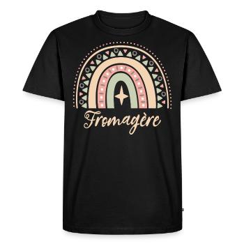 Cadeau Fromagère. Boho Rainbow fromagère. - T-shirt Premium bio Homme - noir - Devant - Nico (187cm)