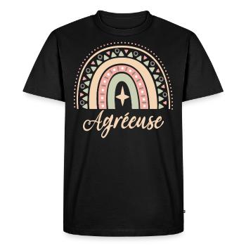 Cadeau Agréeuse. Boho Rainbow agréeuse. - T-shirt Premium bio Homme - noir - Devant - Nico (187cm)