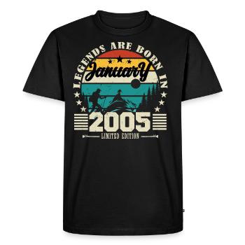 Janvier 2005. Cadeau d'anniversaire janvier 2005. - T-shirt Premium bio Homme - noir - Devant - Nico (187cm)