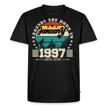 Janvier 1997. Cadeau d'anniversaire janvier 1997. - T-shirt Premium bio Homme - noir - Devant - Nico (187cm)