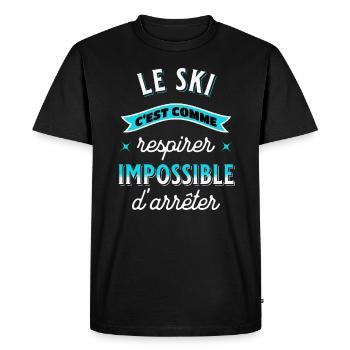 Ski Cadeau pour Sport d'Hiver Snow Drôle - T-shirt Premium bio Homme - noir - Devant - Nico (187cm)