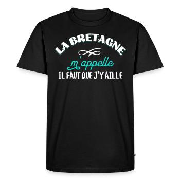 Bretagne cadeau pour breton Rigolo Citation Région - T-shirt Premium bio Homme - noir - Devant - Nico (187cm)