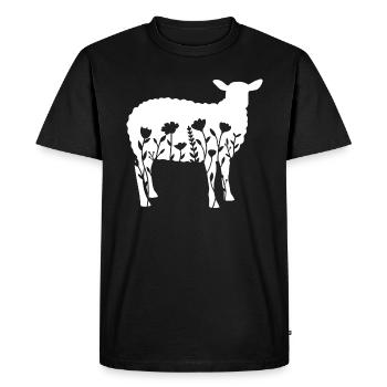 Sheep with flowers - Men's Premium Organic T-Shirt - black - Front - Nico (187cm)