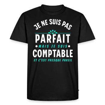 Comptable Cadeau Rigolo Dicton Humour Slogan - T-shirt Premium bio Homme - noir - Devant - Nico (187cm)