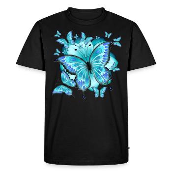 Papillons avec fleur - T-shirt Premium bio Homme - noir - Devant - Nico (187cm)