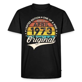 50e anniversaire homme April Né en 1973 Original - T-shirt Premium bio Homme - noir - Devant - Nico (187cm)
