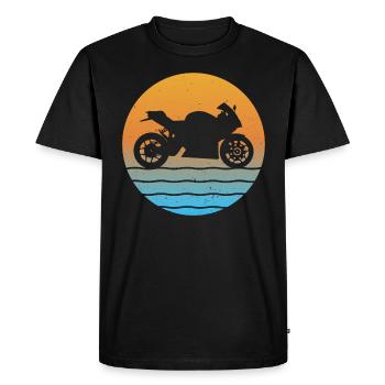 Sunset Motorcycle Biker Motorcyclist Motorsport - Men's Premium Organic T-Shirt - black - Front - Nico (187cm)