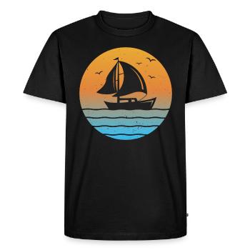 Sunset Sailor Sailboat Voilier Capitaine de voilier - T-shirt Premium bio Homme - noir - Devant - Nico (187cm)
