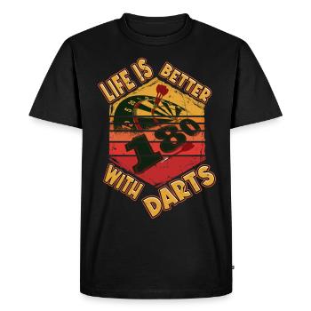 Fléchettes, jeu de fléchettes, jeu de fléchettes, fléchettes, joueurs de fléchettes - T-shirt Premium bio Homme - noir - Devant - Nico (187cm)