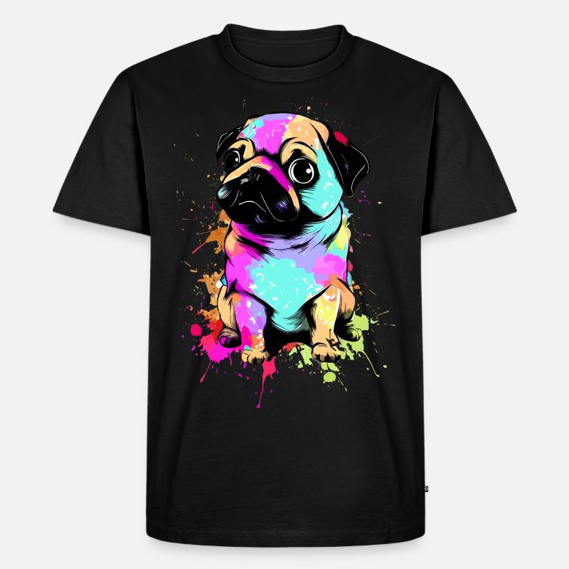 Karikatur Mops - Männer Premium Bio T-Shirt - Schwarz