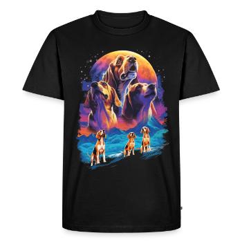 80's Vaporwave Airbrush Beagle Moon - T-shirt Premium bio Homme - noir - Devant - Nico (187cm)