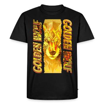 Loup loup tête de loup or mystique Nature nature sauvage Art - T-shirt Premium bio Homme - noir - Devant - Nico (187cm)