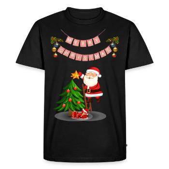 Joyeux Noël Père Noël - T-shirt Premium bio Homme - noir - Devant - Nico (187cm)