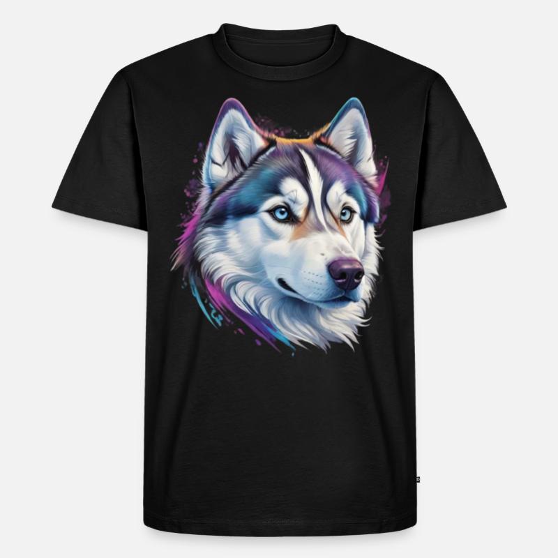 Husky Kopf - Männer Premium Bio T-Shirt - Schwarz