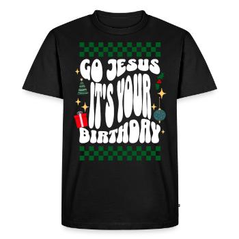 Go Jesus It's Your Birthday - Xmas Ugly Christmas - Men's Premium Organic T-Shirt - black - Front - Nico (187cm)