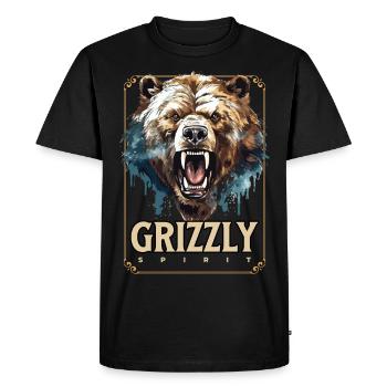 Ours Grizzly Rugissements Tête d’ours Nature Sauvage Forêt - T-shirt Premium bio Homme - noir - Devant - Nico (187cm)