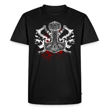 Mjölnir, Marteau de Thor, Crânes, Vikings - T-shirt Premium bio Homme - noir - Devant - Nico (187cm)