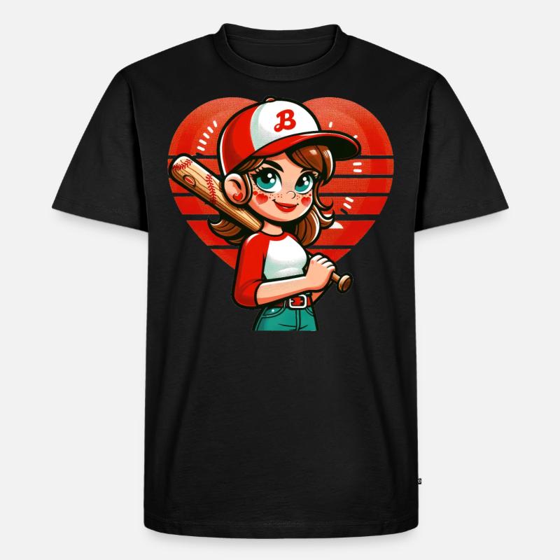 Fröhlicher Baseball-Mädchen-Champion - Männer Premium Bio T-Shirt - Schwarz