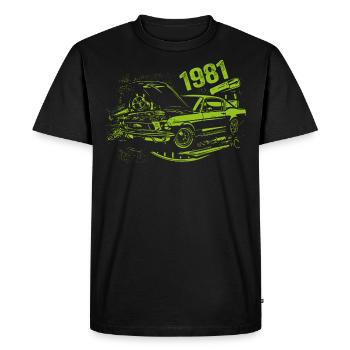 1981 Anniversaire Vintage Modèle 1981 Millésime 1981 - T-shirt Premium bio Homme - noir - Devant - Nico (187cm)