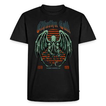 Kaiju vert - Cthulhu Cult Lovecraft Necronomicon - T-shirt Premium bio Homme - noir - Devant - Nico (187cm)