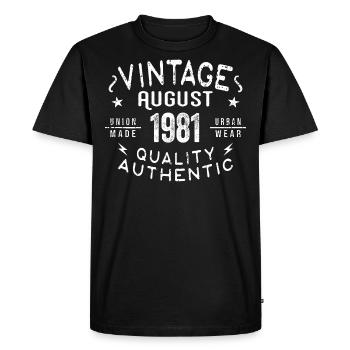 Août 1981 Cadeau d’anniversaire Août 1981 Rétro - T-shirt Premium bio Homme - noir - Devant - Nico (187cm)