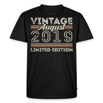 Août 2019 Légende depuis Août 2019 Millésime 2019 - T-shirt Premium bio Homme - noir - Devant - Nico (187cm)