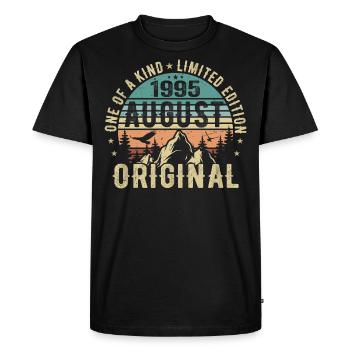 Août 1995 - Né(e) en Août 1995 - Anniversaire - T-shirt Premium bio Homme - noir - Devant - Nico (187cm)
