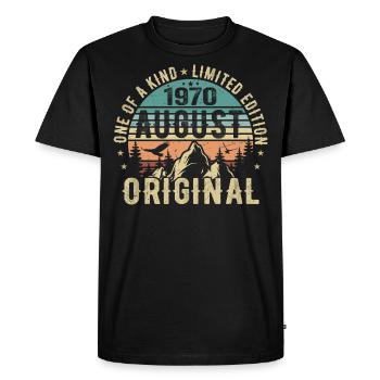 Août 1970 - Né en Août 1970 - Anniversaire - T-shirt Premium bio Homme - noir - Devant - Nico (187cm)