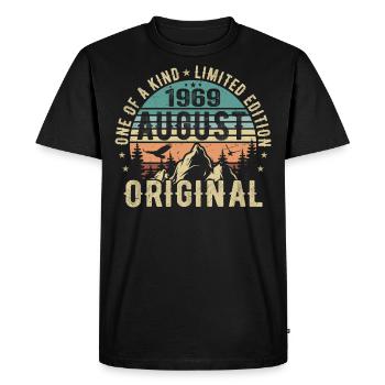 Août 1969 - Né en Août 1969 - Anniversaire - T-shirt Premium bio Homme - noir - Devant - Nico (187cm)