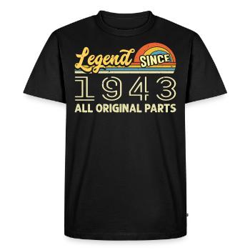 Legendary since 1943 Birthday 1943 Born 1943 - Men's Premium Organic T-Shirt - black - Front - Nico (187cm)