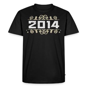 Millésime 2014 Rétro Anniversaire 2014 Millésime 2014 - T-shirt Premium bio Homme - noir - Devant - Nico (187cm)
