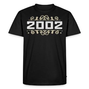 Millésime 2002 Rétro Anniversaire 2002 Millésime 2002 - T-shirt Premium bio Homme - noir - Devant - Nico (187cm)