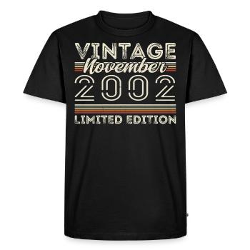Novembre 2002 Anniversaire Né en novembre 2002 - T-shirt Premium bio Homme - noir - Devant - Nico (187cm)