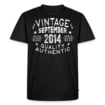 Légendaire depuis septembre 2014 Anniversaire Septembre - T-shirt Premium bio Homme - noir - Devant - Nico (187cm)