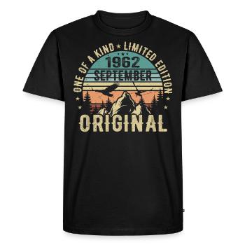 Septembre 1962 Anniversaire - Légende depuis septembre - T-shirt Premium bio Homme - noir - Devant - Nico (187cm)