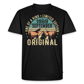 September 1969 Birthday - Legend Since September - Men's Premium Organic T-Shirt - black - Front - Nico (187cm)