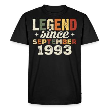 Légendaire depuis septembre 1993 Anniversaire Septembre - T-shirt Premium bio Homme - noir - Devant - Nico (187cm)