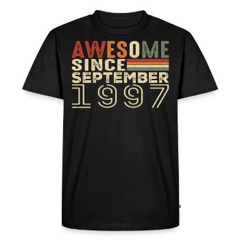 Septembre 1997, cadeau d'anniversaire Septembre 1997 - T-shirt Premium bio Homme - noir - Devant - Nico (187cm)
