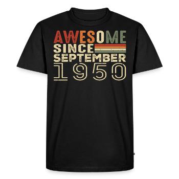Septembre 1950, cadeau d'anniversaire Septembre 1950 - T-shirt Premium bio Homme - noir - Devant - Nico (187cm)