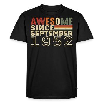 Septembre 1952, cadeau d'anniversaire Septembre 1952 - T-shirt Premium bio Homme - noir - Devant - Nico (187cm)