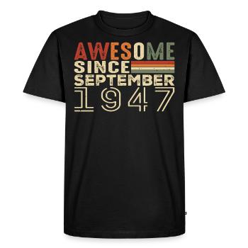 Septembre 1947, cadeau d’anniversaire Septembre 1947 - T-shirt Premium bio Homme - noir - Devant - Nico (187cm)